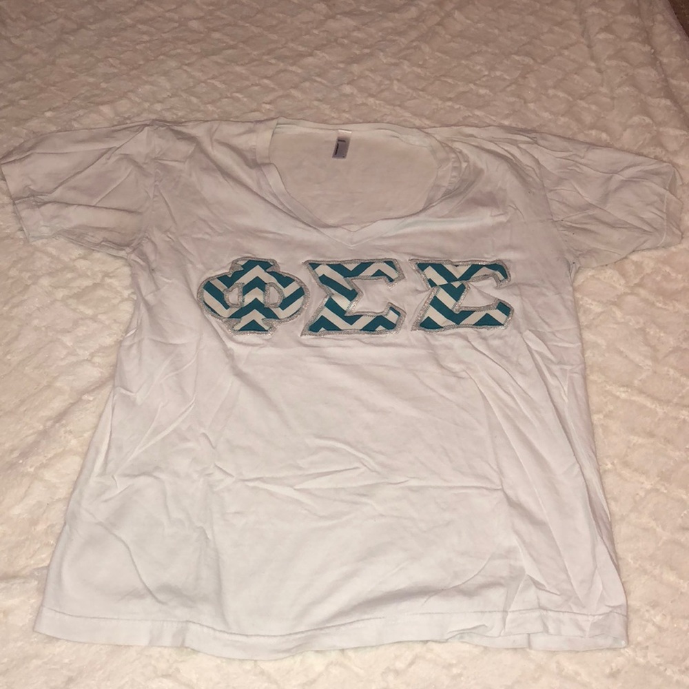 Phi Sigma Sigma stitched lettered shirt